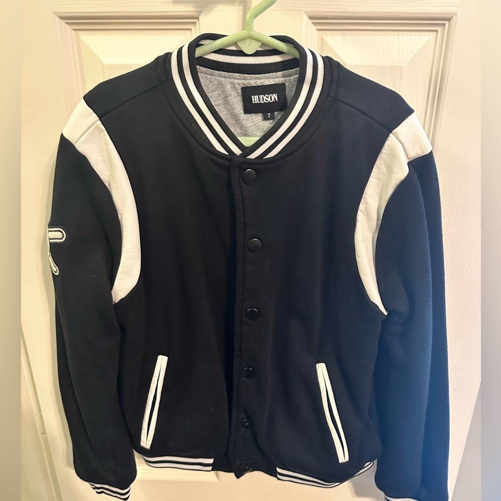 Kids Hudson Vintage Varsity Leather trim Jacket size 7